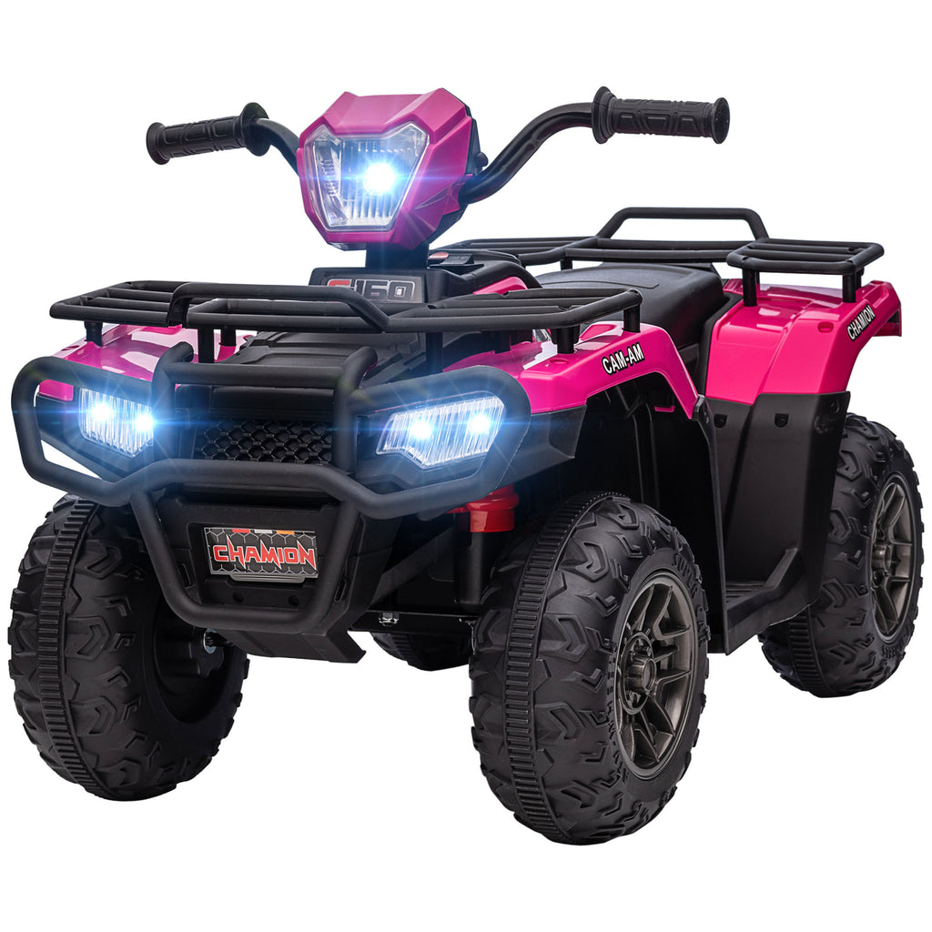 12V Kids Quad Bike with Forward, Reverse Functions, Ride-On ATV w/ Music, LED, Headlights, for Ages 3-5 Years