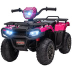 12V Kids Quad Bike with Forward, Reverse Functions, Ride-On ATV w/ Music, LED, Headlights, for Ages 3-5 Years