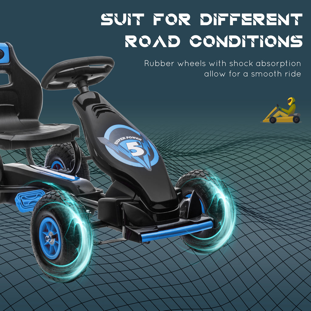 Kids Pedal Go Kart, with Adjustable Seat, Inflatable Tyres