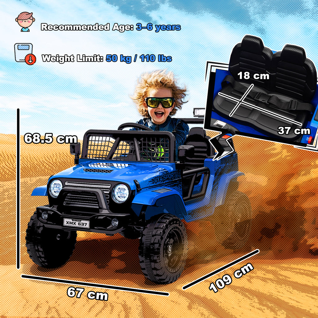 12V Battery Powered Kids Ride-On Car, Electric Truck w/ Spring Suspension, Remote, Music, Horn, Lights