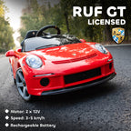 Kids Electric Car, 12V Licensed RUF GT Ride on Car with Suspension, Remote Control, Music, for 3-5 Years