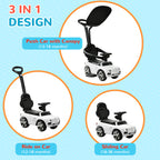 Bentley Bentayga Licensed 3-in-1 Baby Push Car,  Ride on Car Sliding Car with Canopy, Horn Music - White