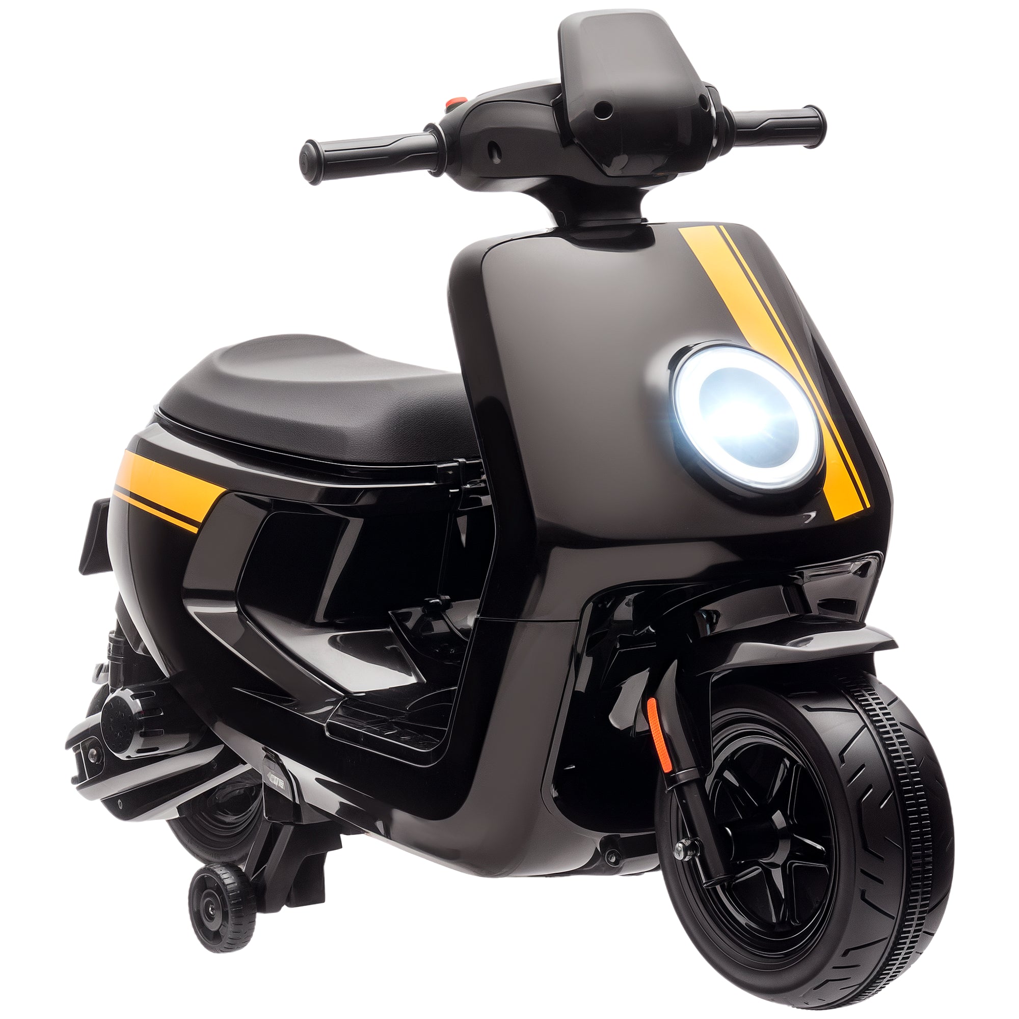 6V Ride on Motorbike, Kids Electric Motorbike w/ Headlights, Music, Training Wheels, for Ages 18-36 Months