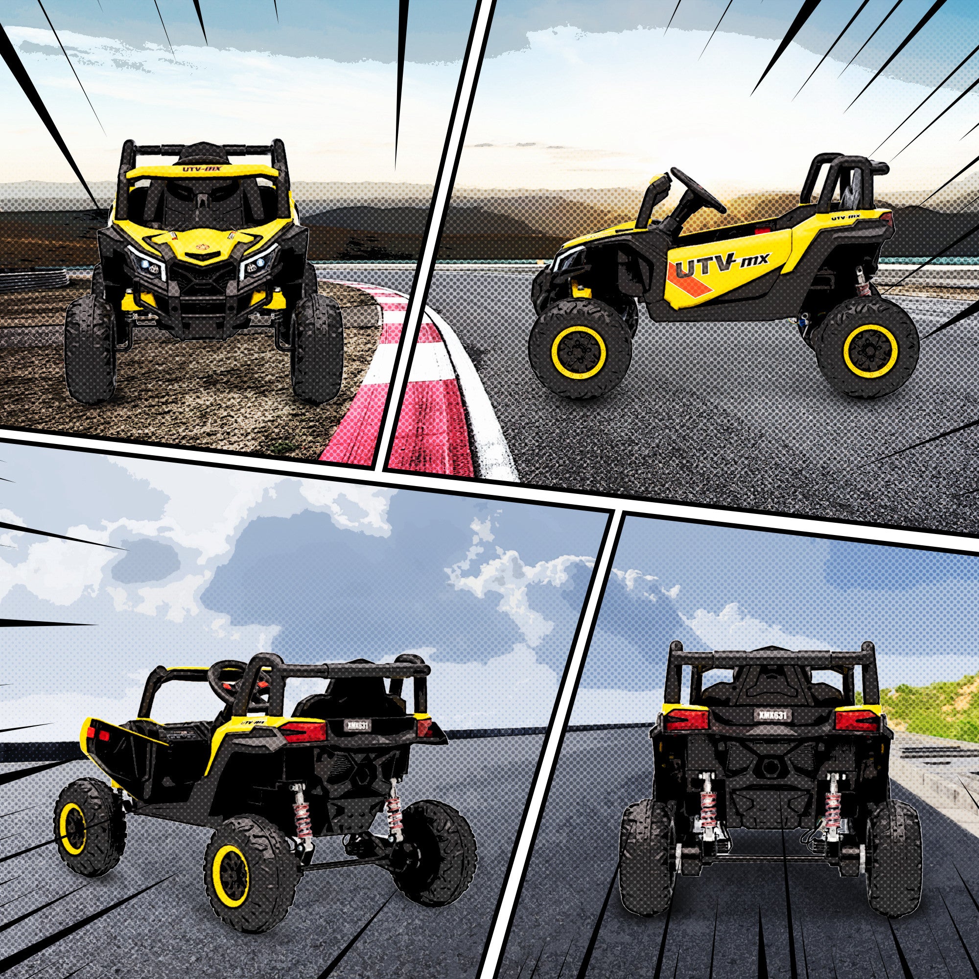 12V Kids Ride On Car with Remote Control, Kids Electric Car with Suspension System, Music, for Kids 3-5 Years