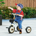 Kids Trike, Tricycle, with Adjustable Seat, Basket, Bell, for Ages 2-5 Years