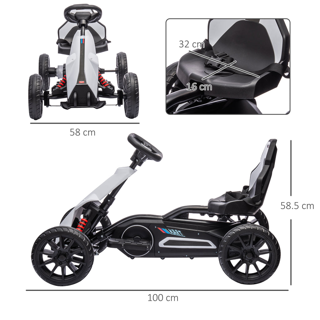 12V Electric Go-Kart for Kids, Ride-On Racing Go-Kart, with Forward and Reversing Functions, for Ages 3-8 Years
