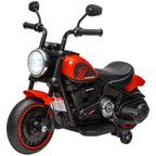 6v Electric Motorbike with Training Wheels, One-Button Start