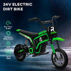 24V Electric Motorbike with Twist Grip Throttle, Music, Horn, 12" Pneumatic Tyres, 16km/h Max Speed
