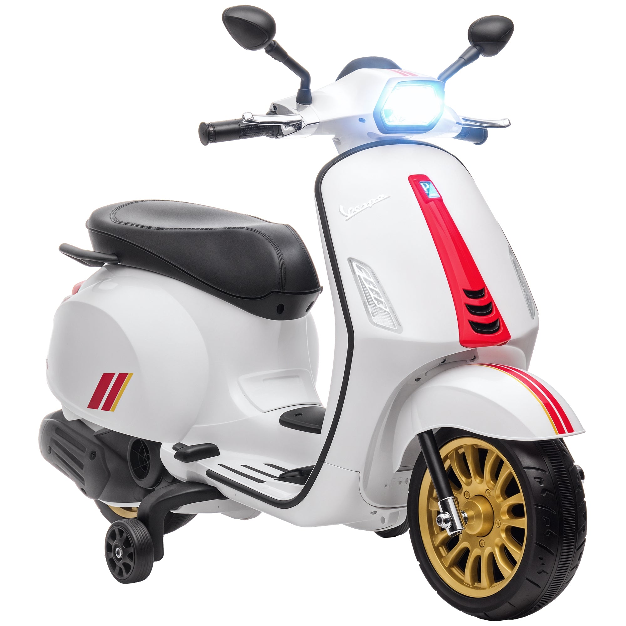 12V Vespa Licensed Kids Electric Motorbike w/ Music, Headlights, FM Radio, for 3-6 Years