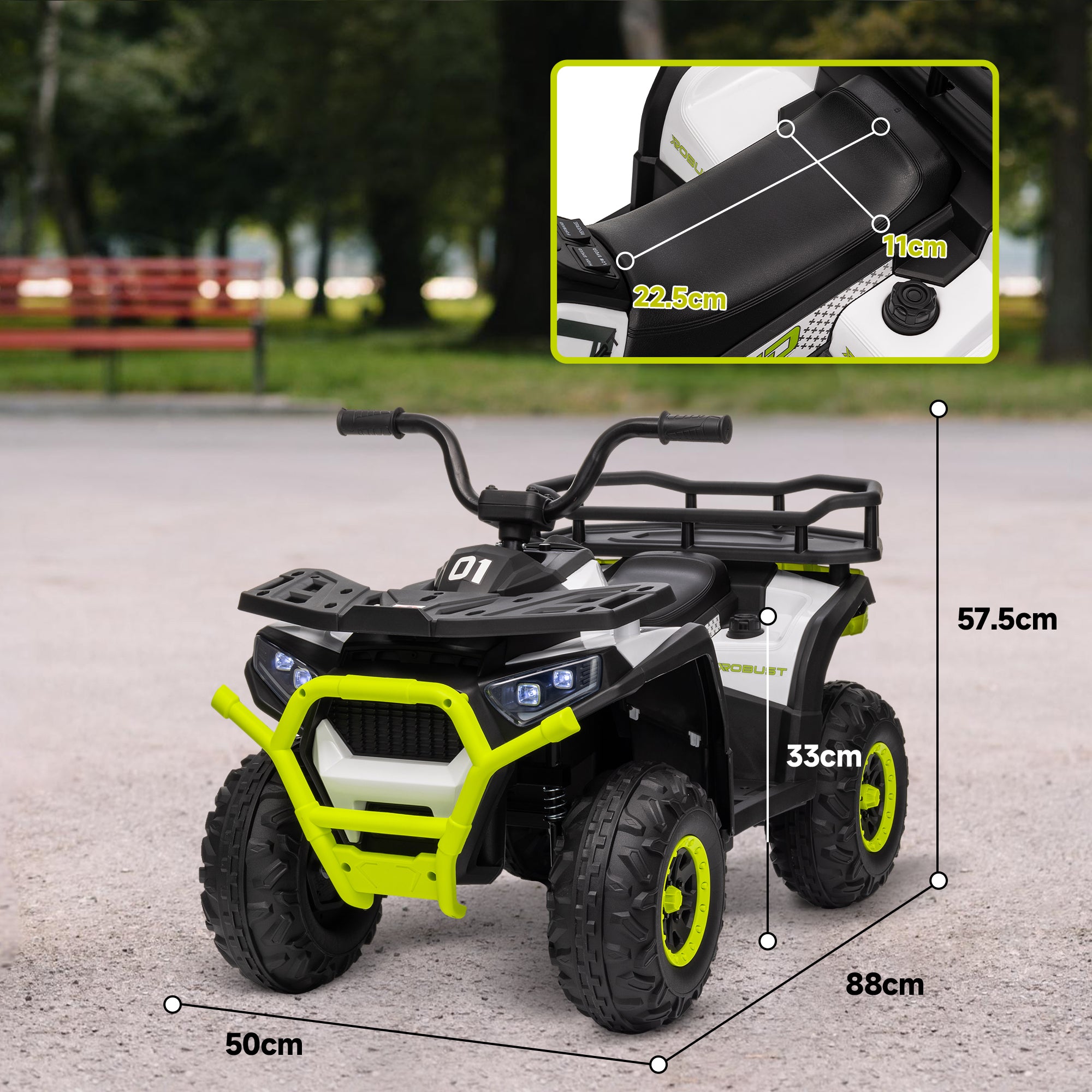 12V Kids Electric Ride on ATV, Battery-Powered Quad Bike w/ Spring Suspension, Forward Backward, Storage Basket