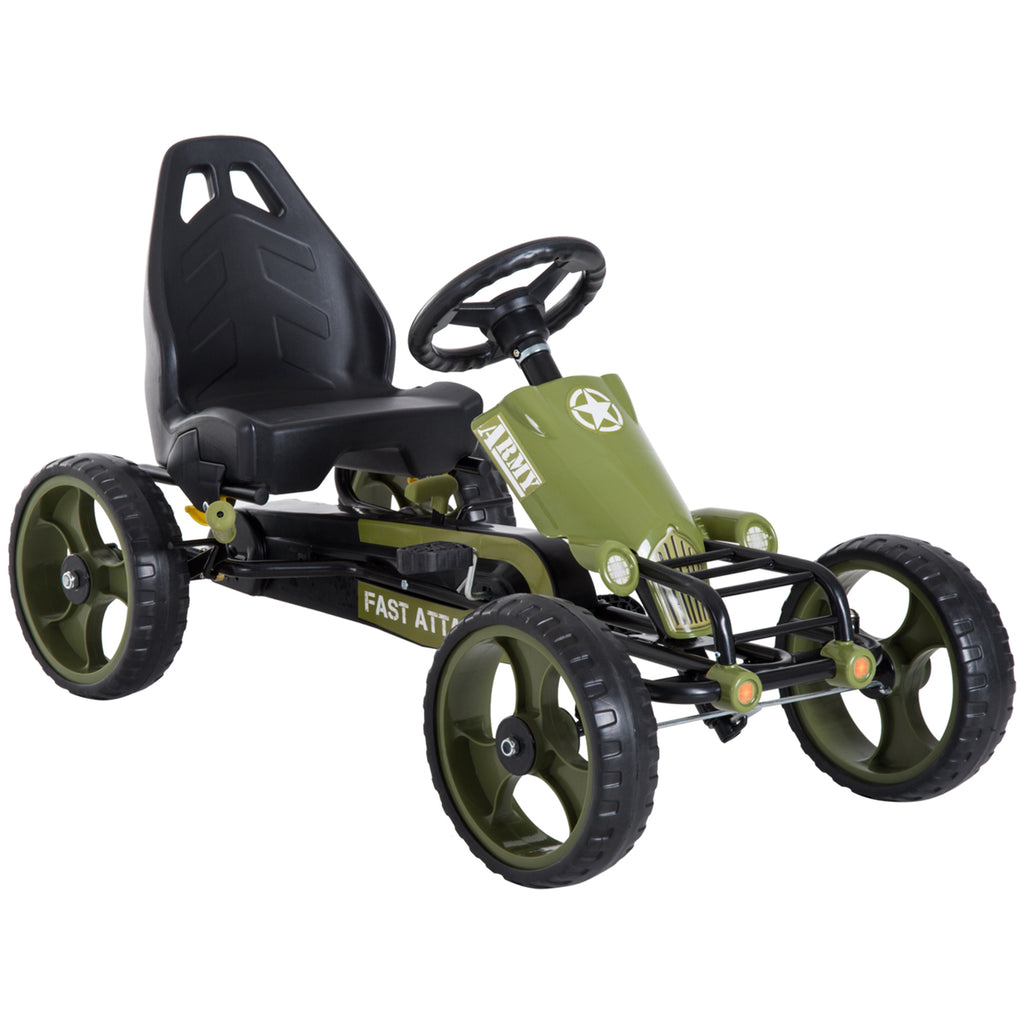 Kids Children Pedal Go Kart Ride On Racer Braking System Adjustable Seat Green