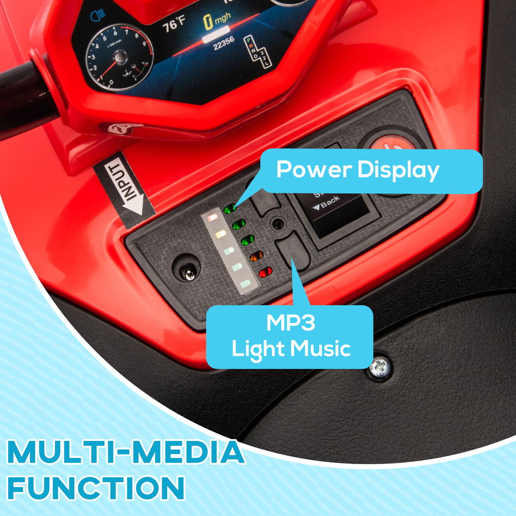 12V Kids Electric Quad Bike w/ Spring Suspension System, Forward, Backward, LED Light, Music, MP3, Red