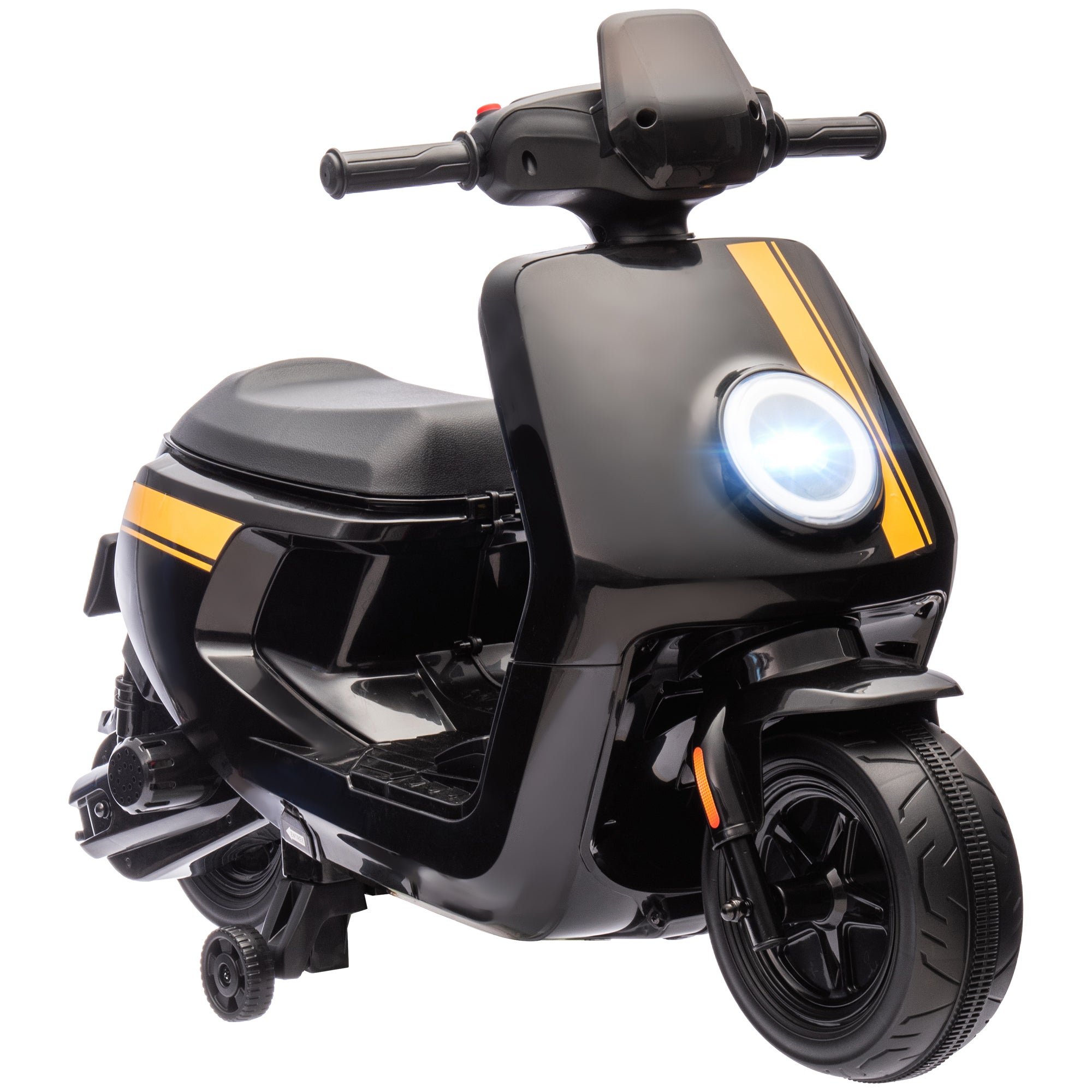 6V Ride on Motorbike, Kids Electric Motorbike w/ Headlights, Music, Training Wheels, for Ages 18-36 Months