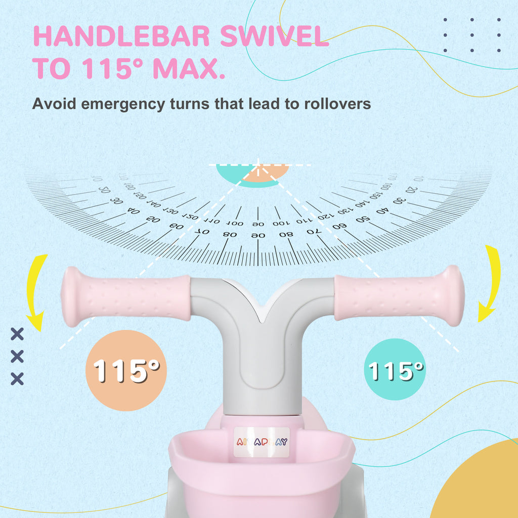 Kids Balance Bike for 1-3 Years Old with Adjustable Seat, Silent Wheels