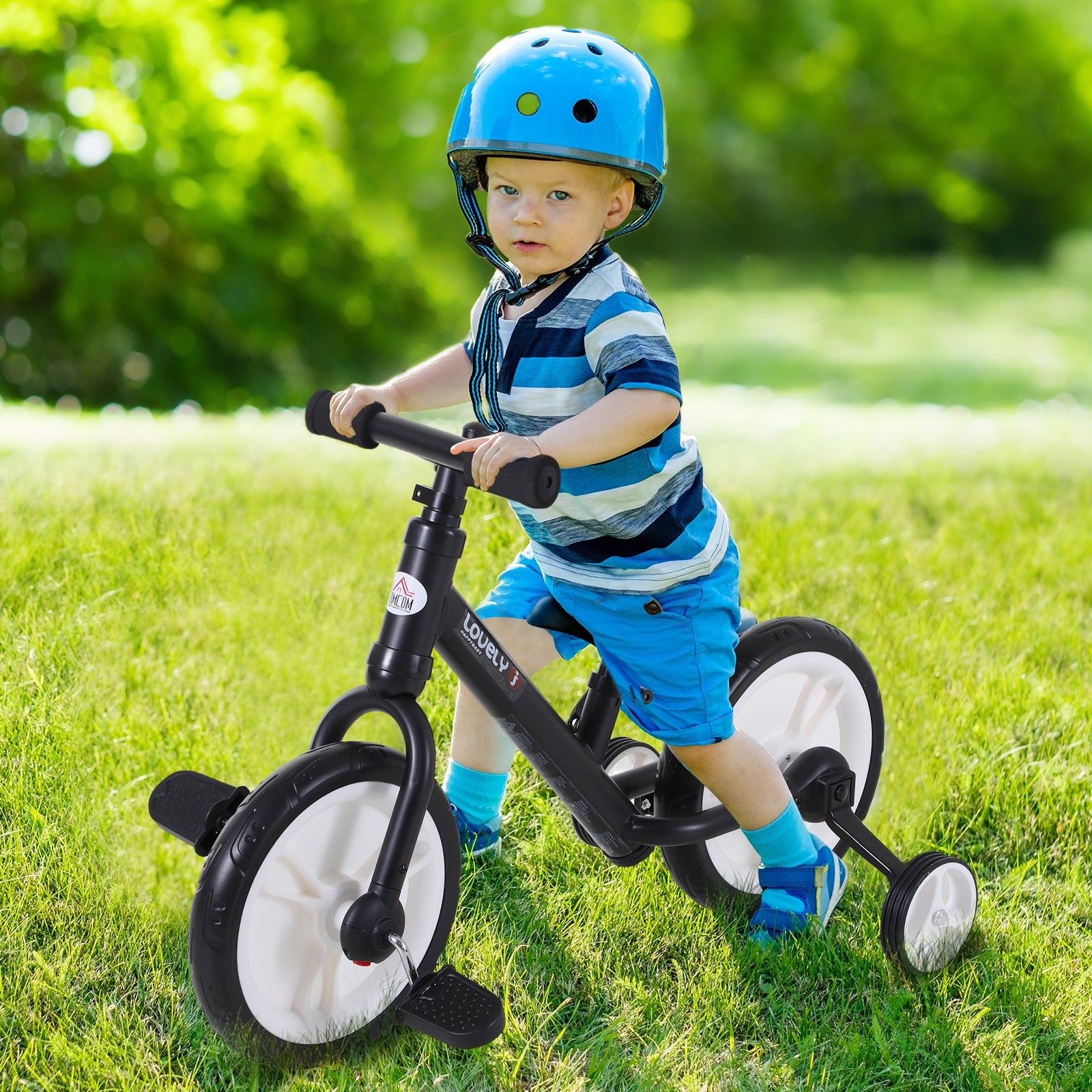 11 Inch Kids Balance Bike Training Pedal Bicycle W/ Removable Stabilizers EVA Tyres Adjustable Seat Height 2 to 5 Years Gift for Boys Girls