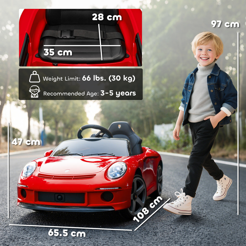Kids Electric Car, 12V Licensed RUF GT Ride on Car with Suspension, Remote Control, Music, for 3-5 Years