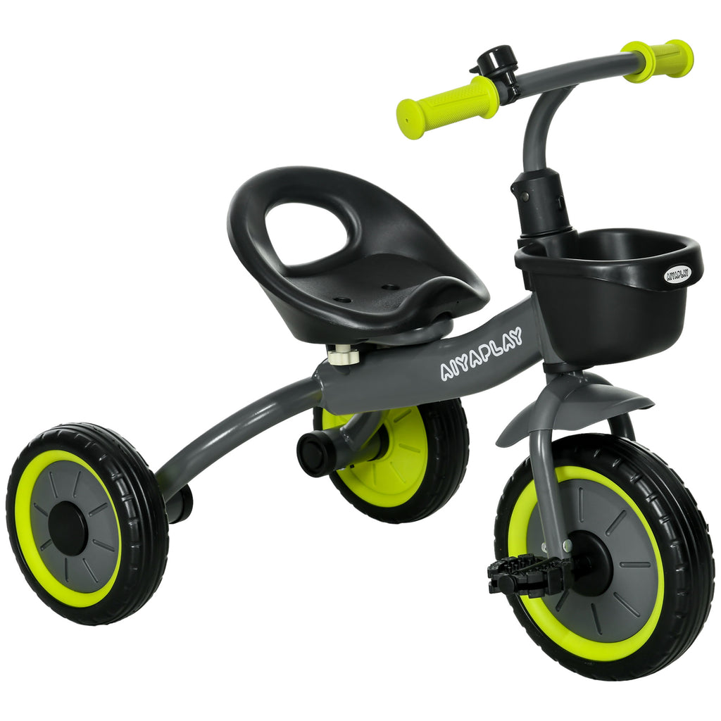 Kids Trike, Tricycle, with Adjustable Seat, Basket, Bell, for Ages 2-5 Years