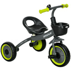 Kids Trike, Tricycle, with Adjustable Seat, Basket, Bell, for Ages 2-5 Years