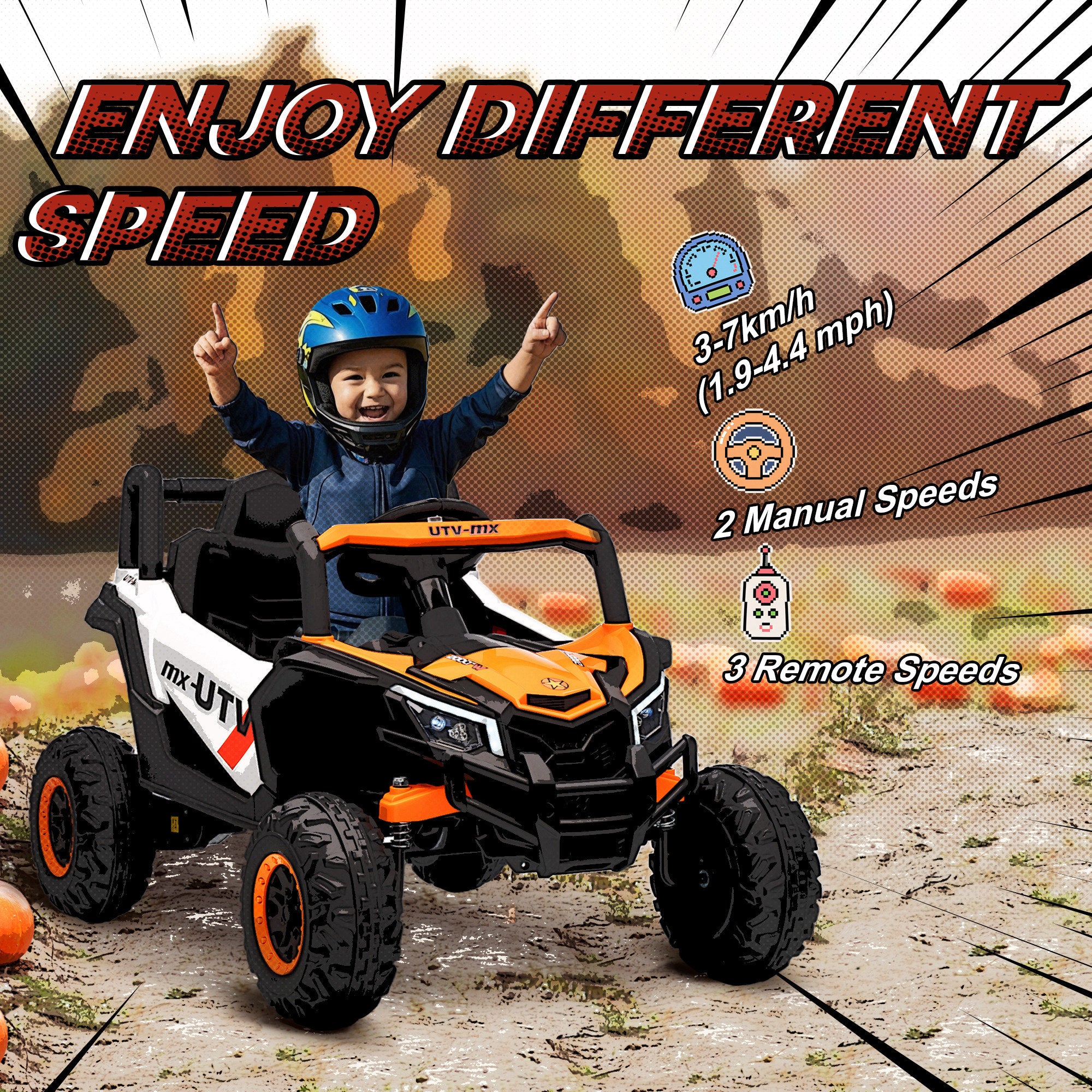 12V Kids Ride On Car with Remote Control, Kids Electric Car with Suspension System, Music, for Ages 3-5 Years