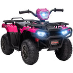 12V Kids Quad Bike with Forward, Reverse Functions, Ride-On ATV w/ Music, LED, Headlights, for Ages 3-5 Years