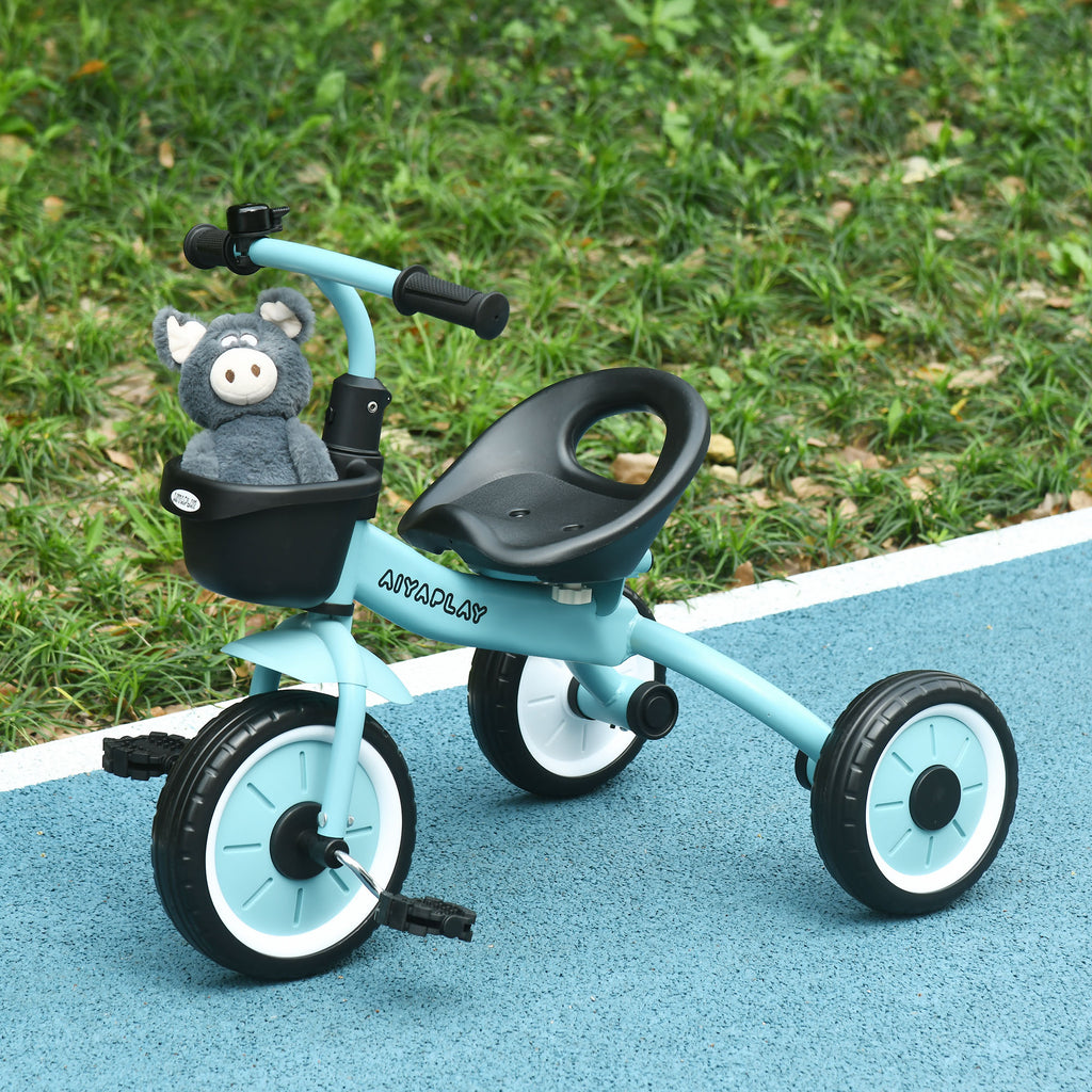 Kids Trike, Tricycle, with Adjustable Seat, Basket, Bell, for Ages 2-5 Years