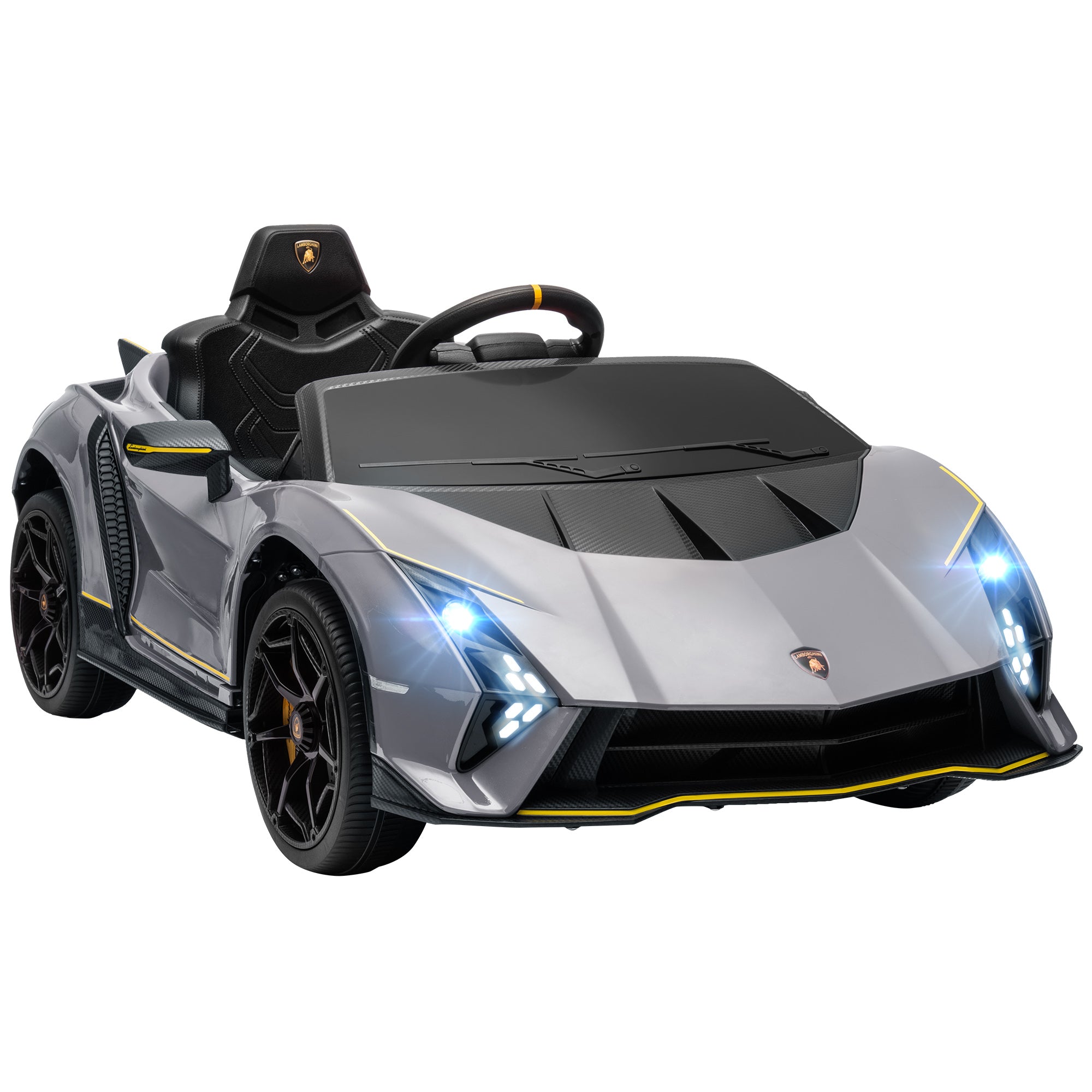 12V Lamborghini Autentica Licensed Kids Electric Car with Remote Control, 4 Suspension Wheels, Soft Start