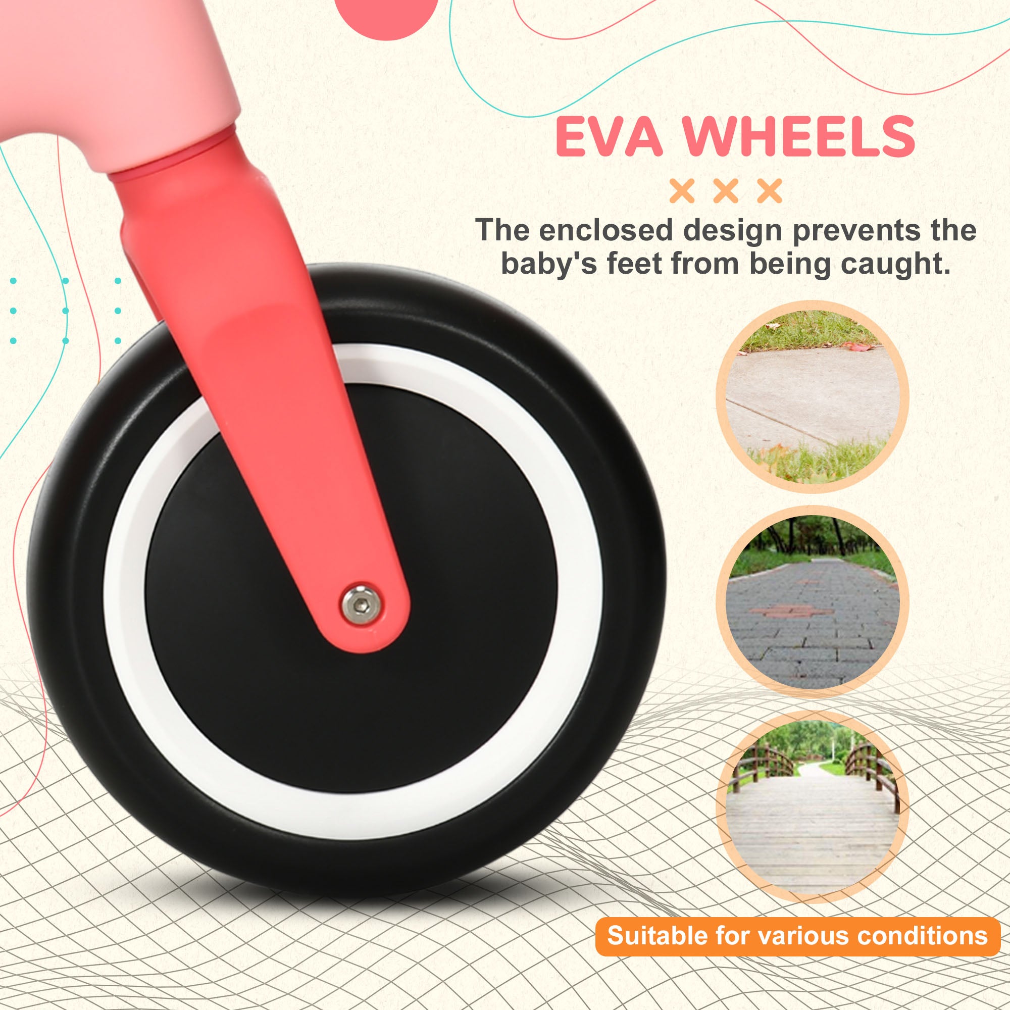 Baby Balance Bike, with Adjustable Seat, for 1.5-3 Years