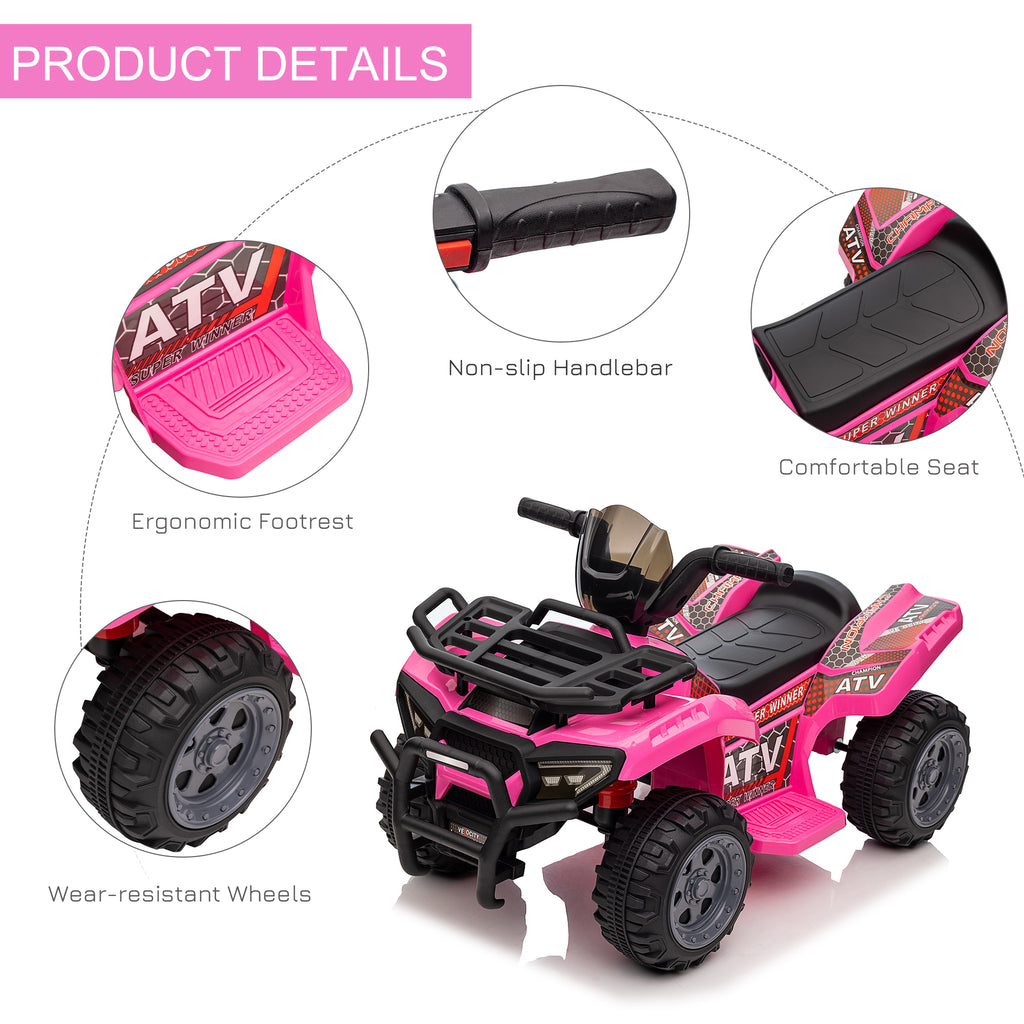 6V Kids Electric Ride on Car Toddlers Quad Bike All Terrain Vehicle Toy With Music for 18-36 months