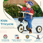 Kids Trike, Tricycle, with Adjustable Seat, Basket, Bell, for Ages 2-5 Years