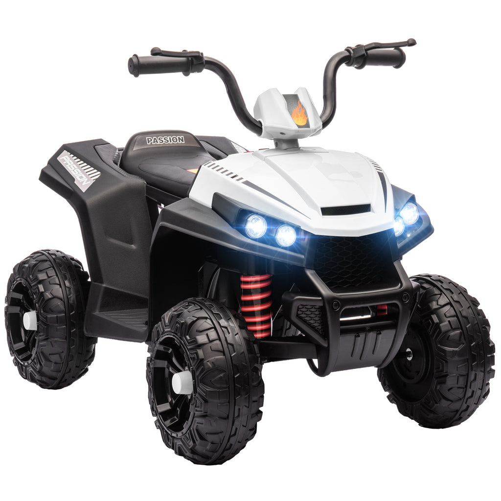 12V Kids Electric Quad Bike w/ Spring Suspension System, Forward, Backward, LED Light, Music, MP3, White