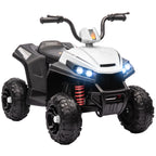12V Kids Electric Quad Bike w/ Spring Suspension System, Forward, Backward, LED Light, Music, MP3, White