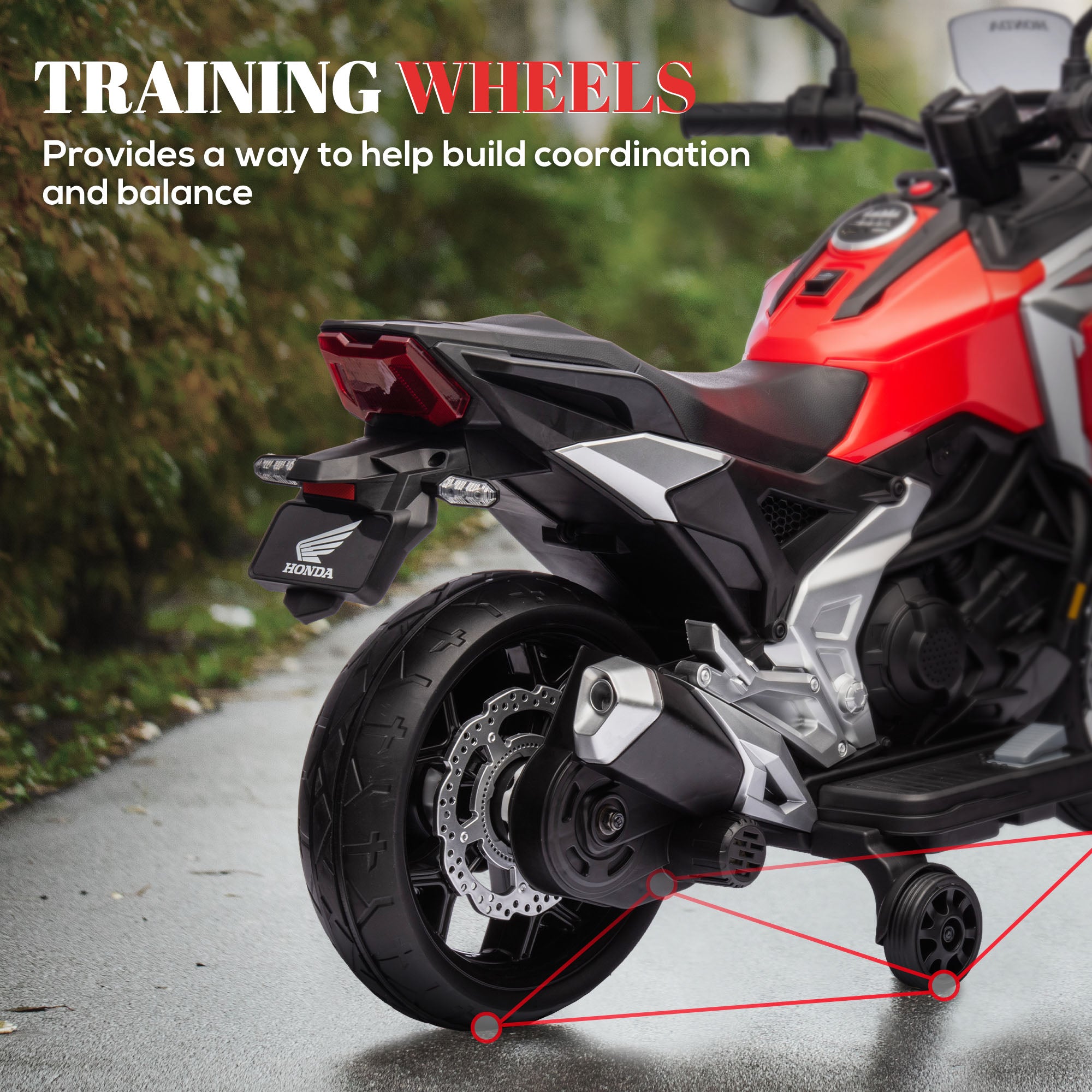 12V Honda Licensed Kids Electric Motorbike w/ Music, Safety lights, Early Education Function, for Ages 3-6 Years