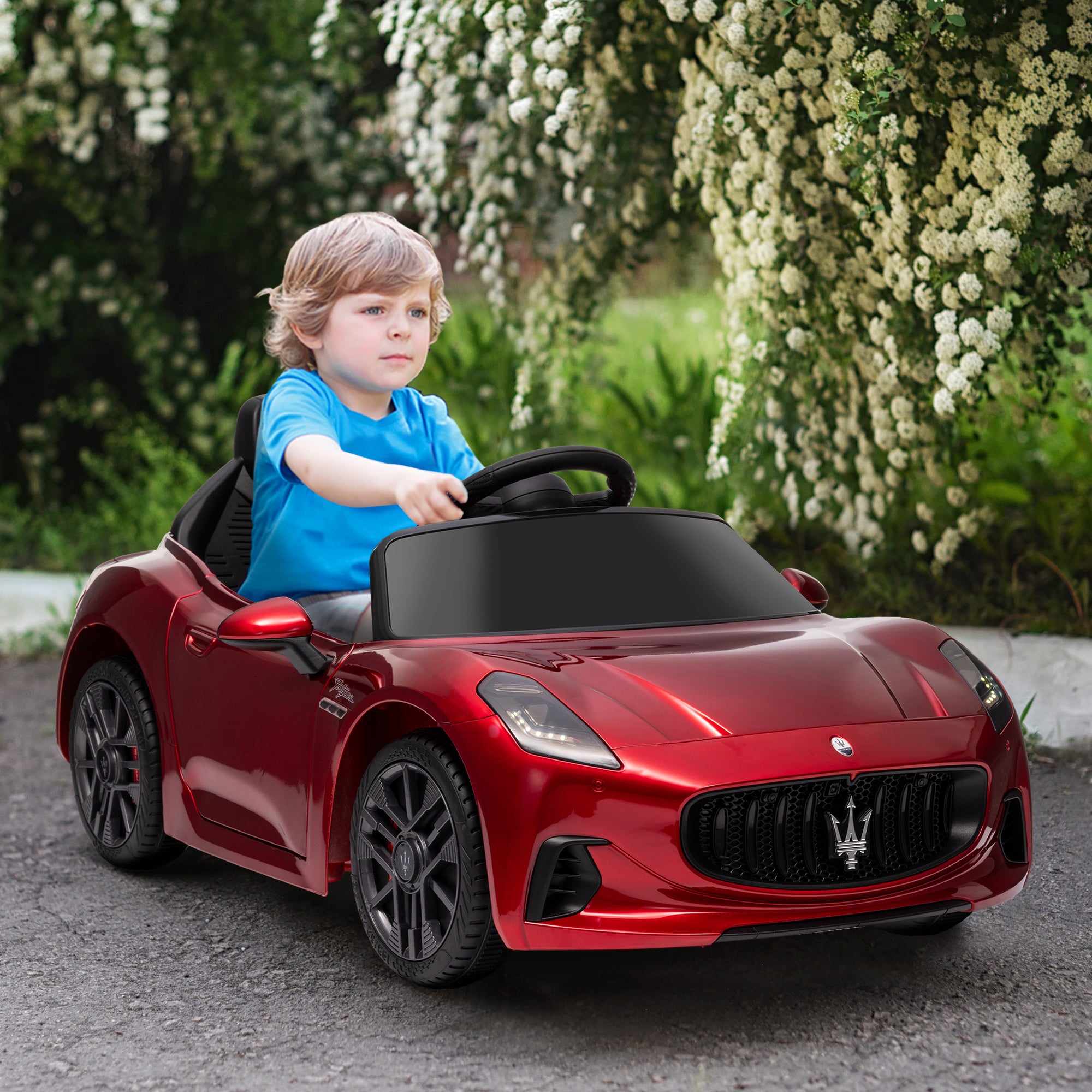 12V Maserati Gran Turismo Folgore Lincesed Kids Electric Car with Remote Control, Soft Start, Wine