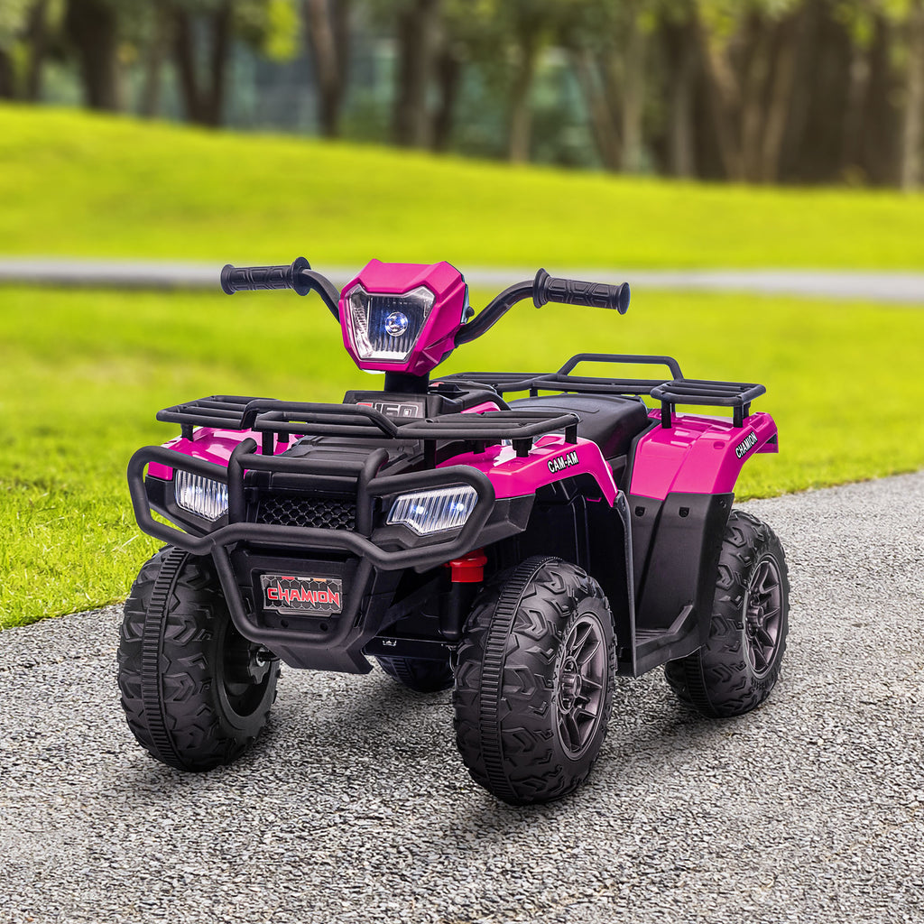 12V Kids Quad Bike with Forward, Reverse Functions, Ride-On ATV w/ Music, LED, Headlights, for Ages 3-5 Years