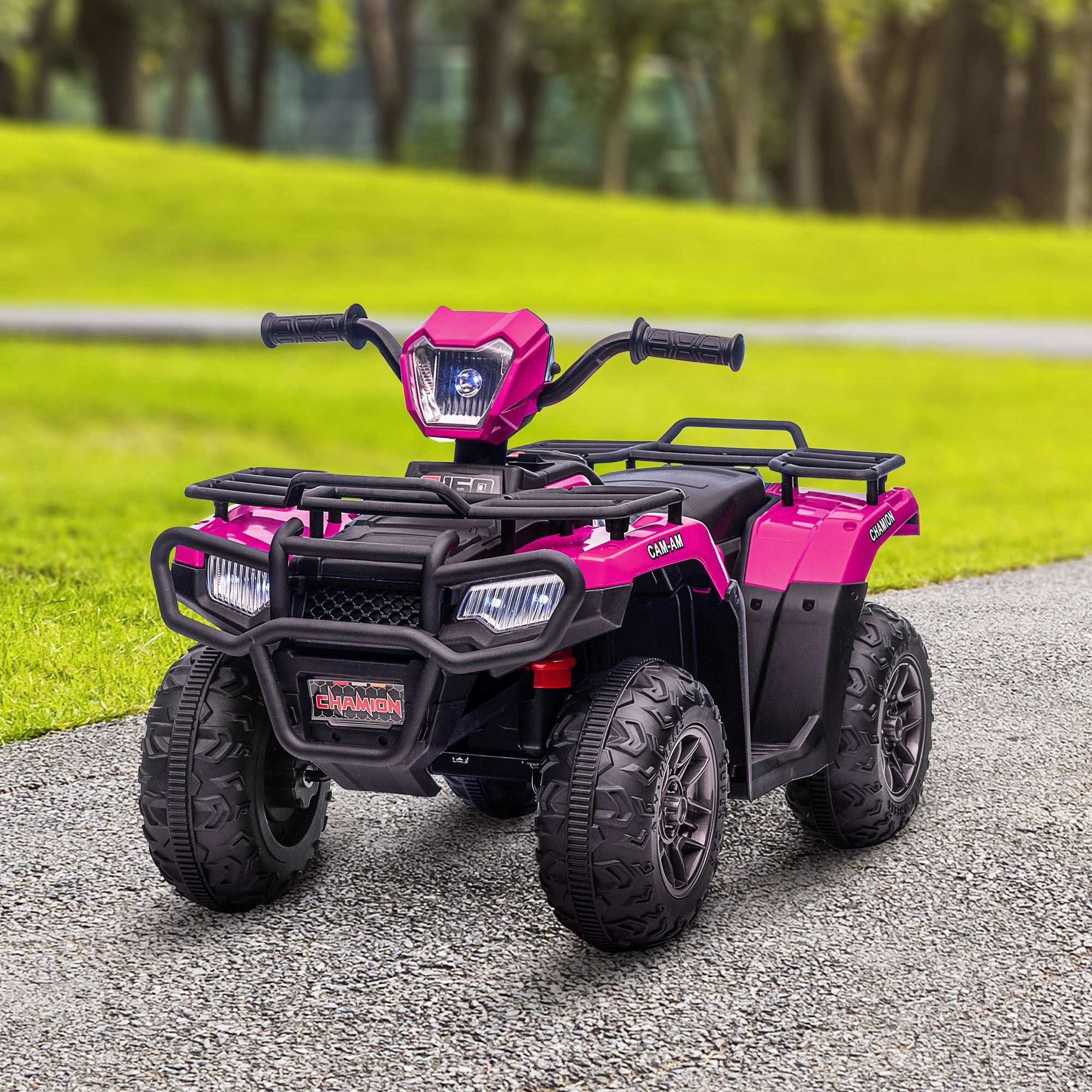 12V Kids Quad Bike with Forward, Reverse Functions, Ride-On ATV w/ Music, LED, Headlights, for Ages 3-5 Years