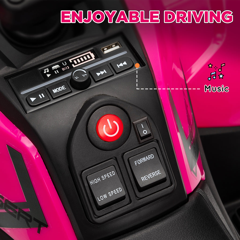 12V Kids Electric Ride on ATV, Battery-Powered Quad Bike w/ Spring Suspension, Forward Backward, Storage Basket