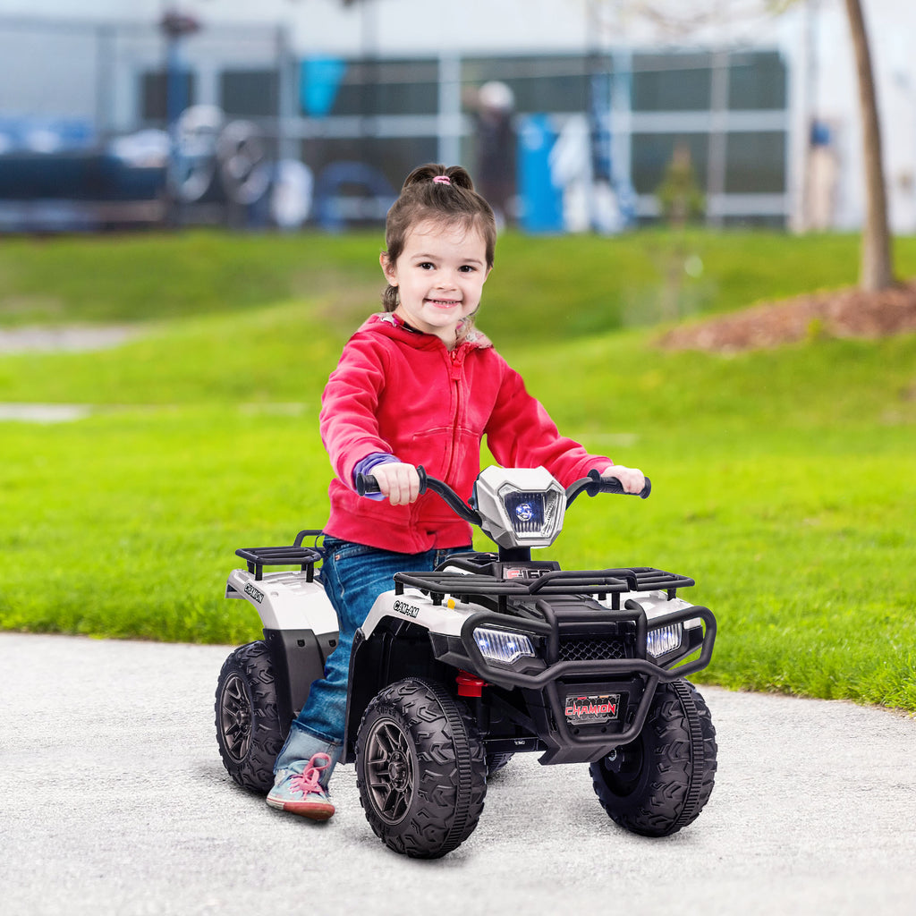 12V Kids Quad Bike with Forward, Reverse Functions, Ride-On ATV w/ Music, LED, Headlights, for Ages 3-5 Years