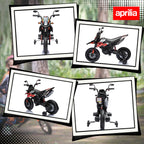 12V Aprilia Licensed Kids Motorbike with Training Wheels, Spring Suspension, LED Headlight, USB, Music
