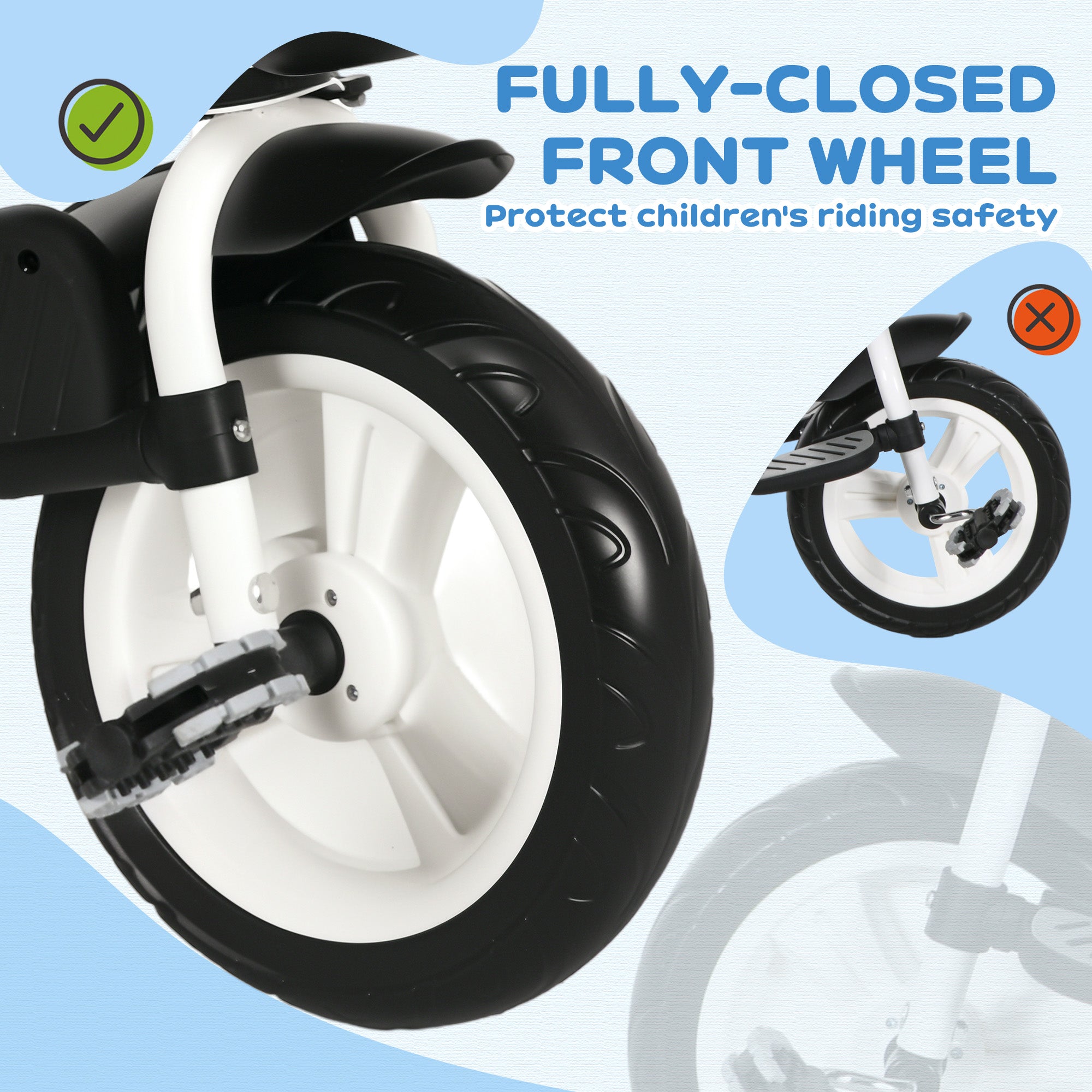 Metal Frame 6 in 1 Baby Push Tricycle with Parent Handle for 1-5 Years Old, Dark