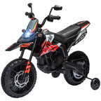 12V Aprilia Licensed Kids Motorbike with Training Wheels, Spring Suspension, LED Headlight, USB, Music