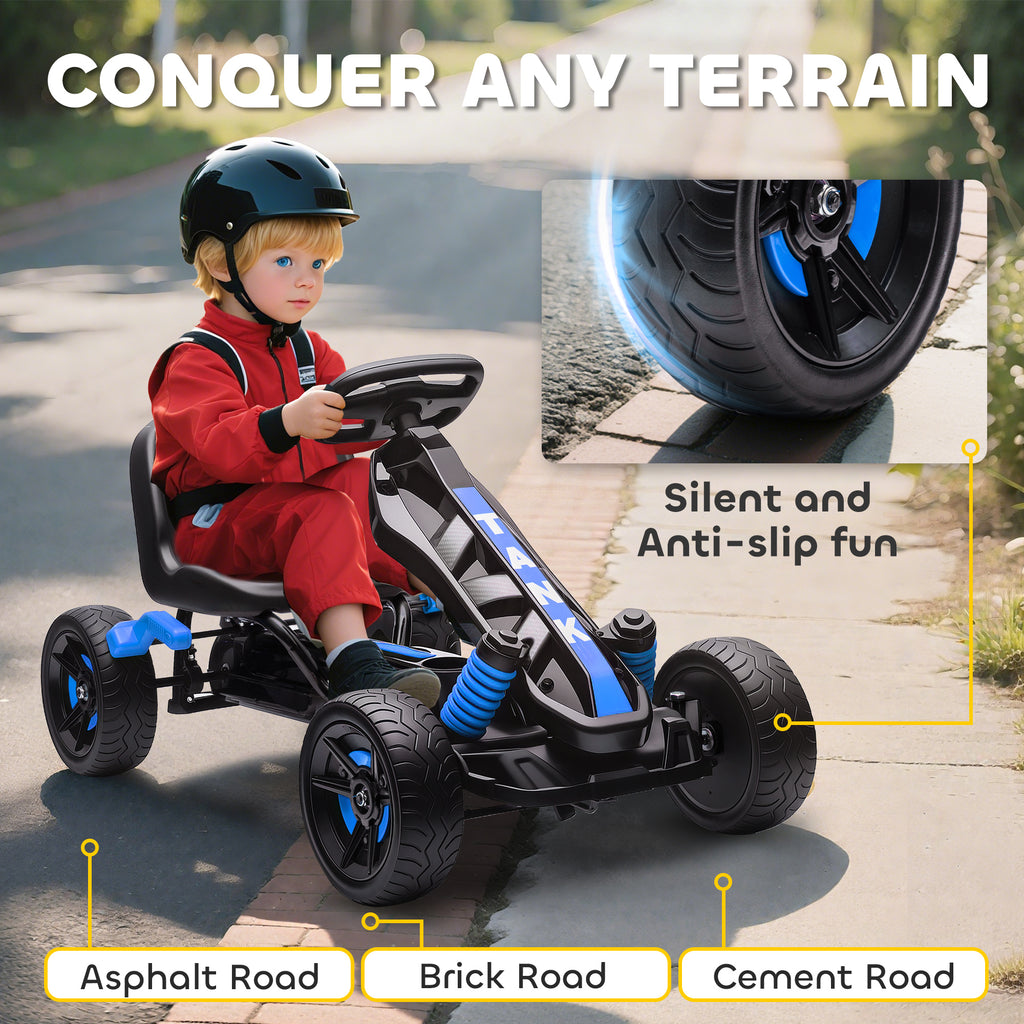 Pedal Go Kart for Kids Aged 3-6 Years, with Freewheel System, Brake, EVA Anti-Slip Wheels