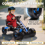 Pedal Go Kart for Kids Aged 3-6 Years, with Freewheel System, Brake, EVA Anti-Slip Wheels