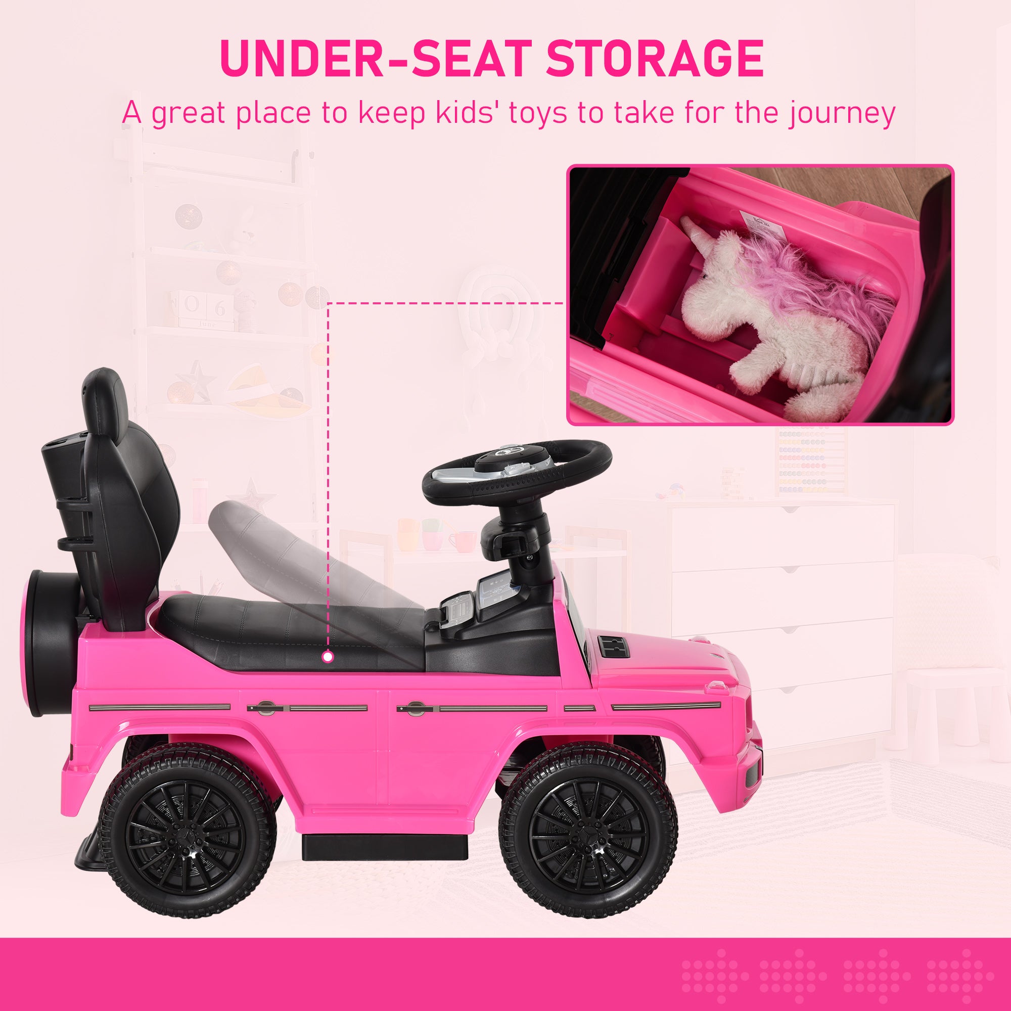 3 in 1 Kids Children Ride on Push Car Toddler Sliding Car G350 Licensed Walker Foot to Floor Slider Push-Along with Horn Steering Wheel NO POWER Manual