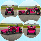 6V Quad Bike with Back Trailer, Wear-Resistant Wheels, for Ages 18-36 Months