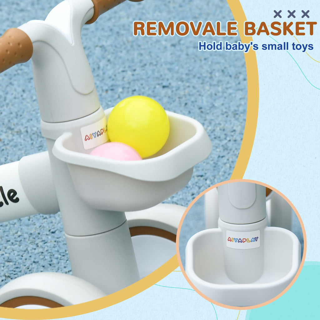 Kids Balance Bike for 1-3 Years Old with Adjustable Seat, Silent Wheels