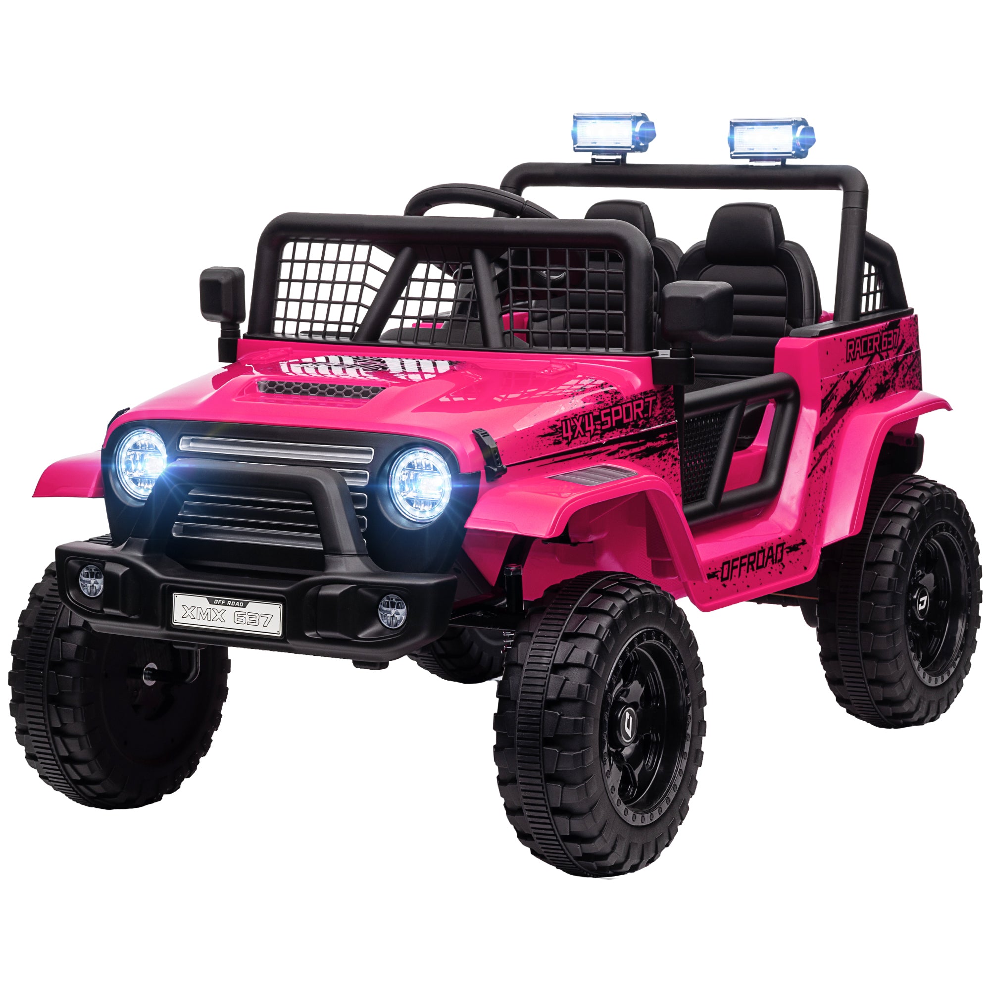 12V Battery Powered Kids Ride-On Car, Electric Truck w/ Spring Suspension, Remote, Music, Horn, Lights