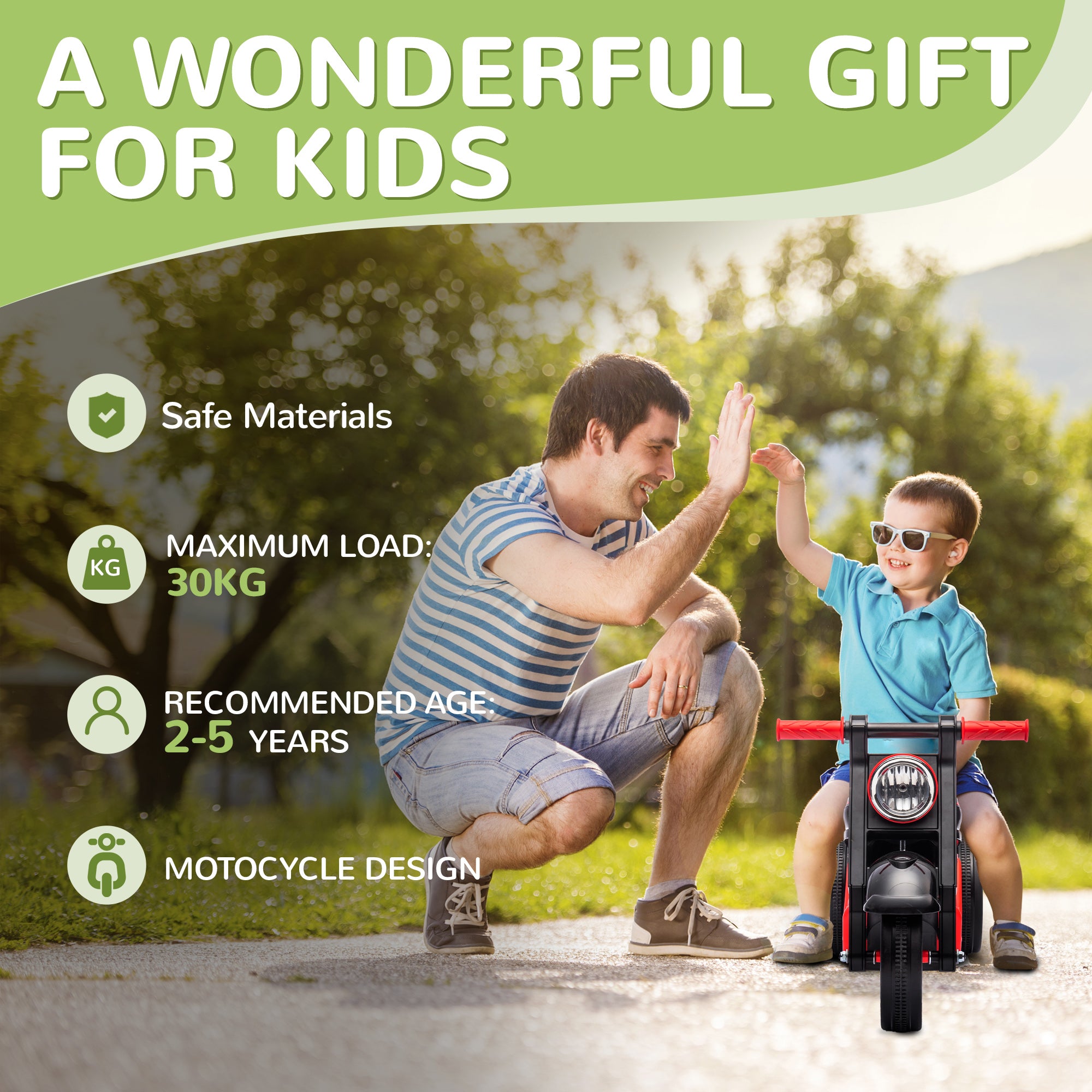 Foot To Floor Sliding Kids Ride On Car with Music, Bubble, for Toddler from 2 to 5 Years Old