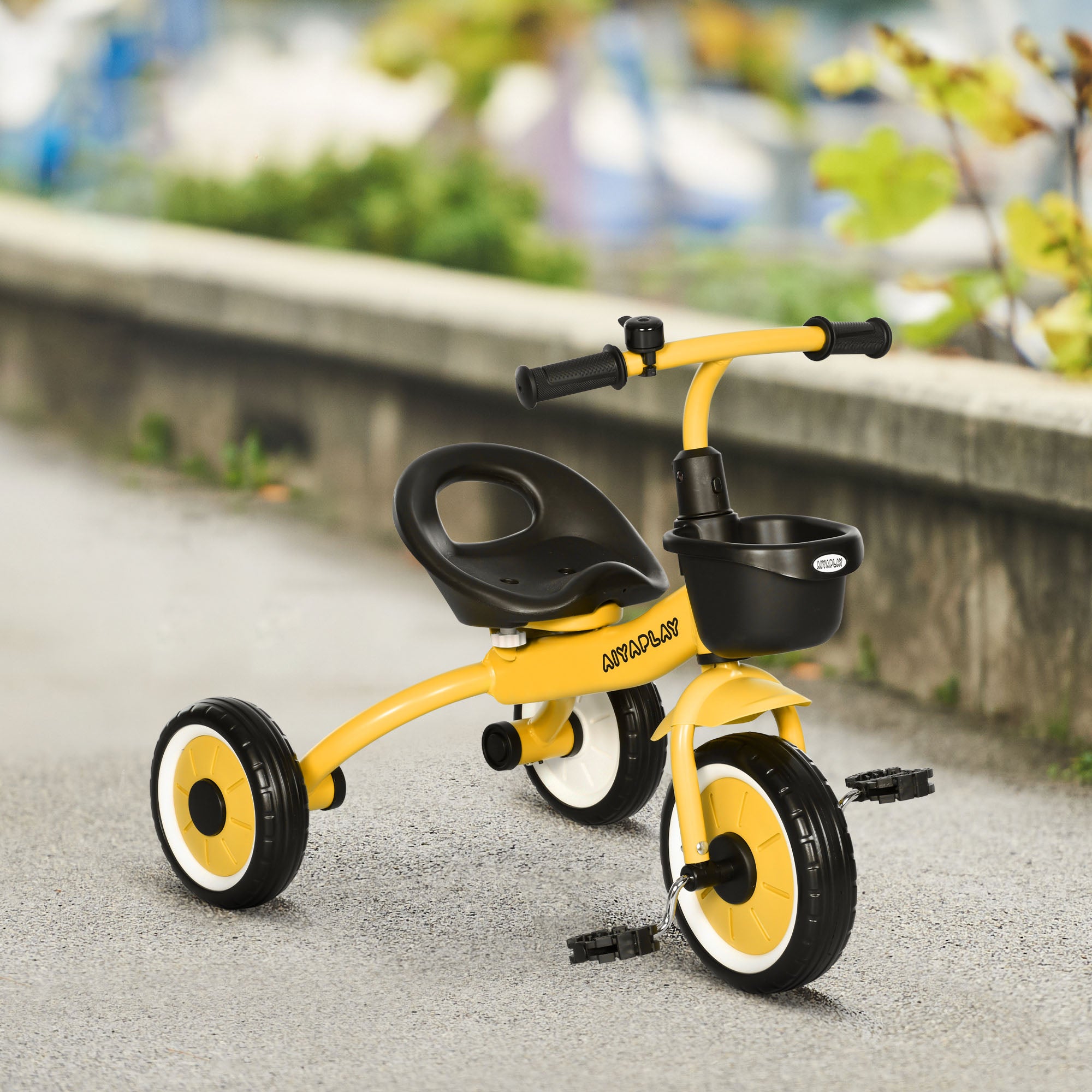 Kids Trike, Tricycle, with Adjustable Seat, Basket, Bell, for Ages 2-5 Years