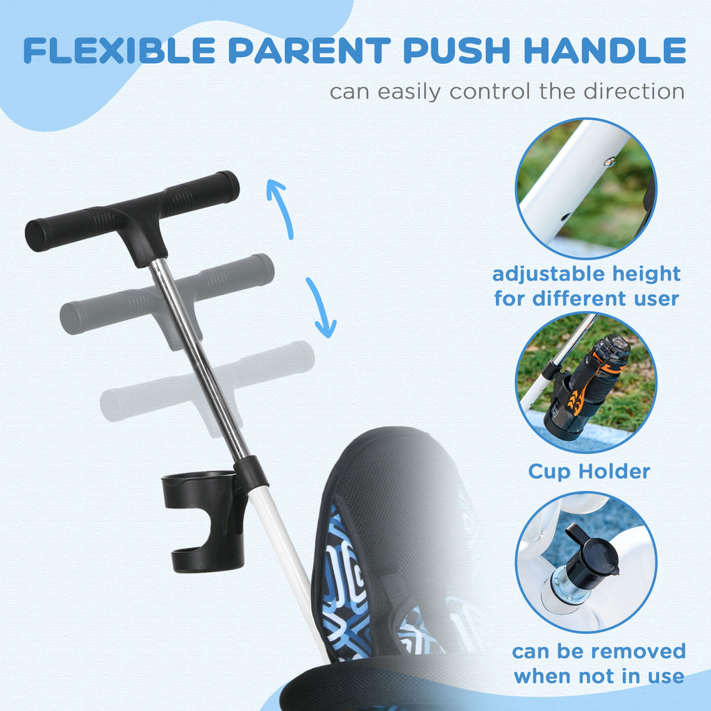 6 in 1 Tricycle for Kids with 5-point harness straps, Removable Canopy