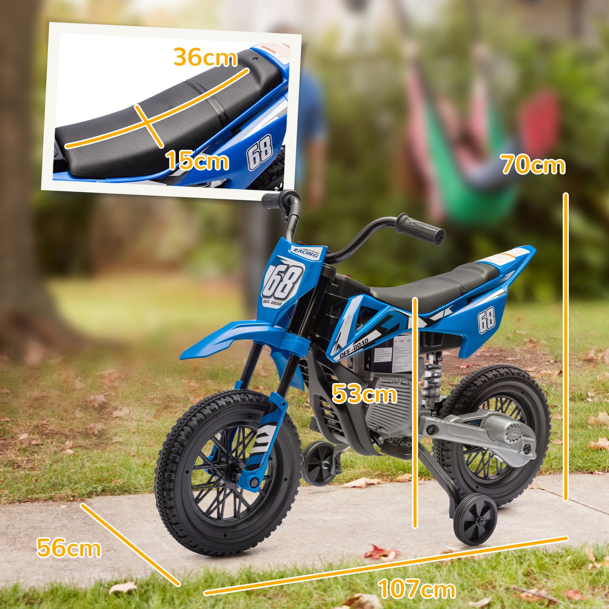 12V Kids Electric Motorbike, Kids Electric Ride on motorcycle w/ Twist Grip Throttle, Training Wheels